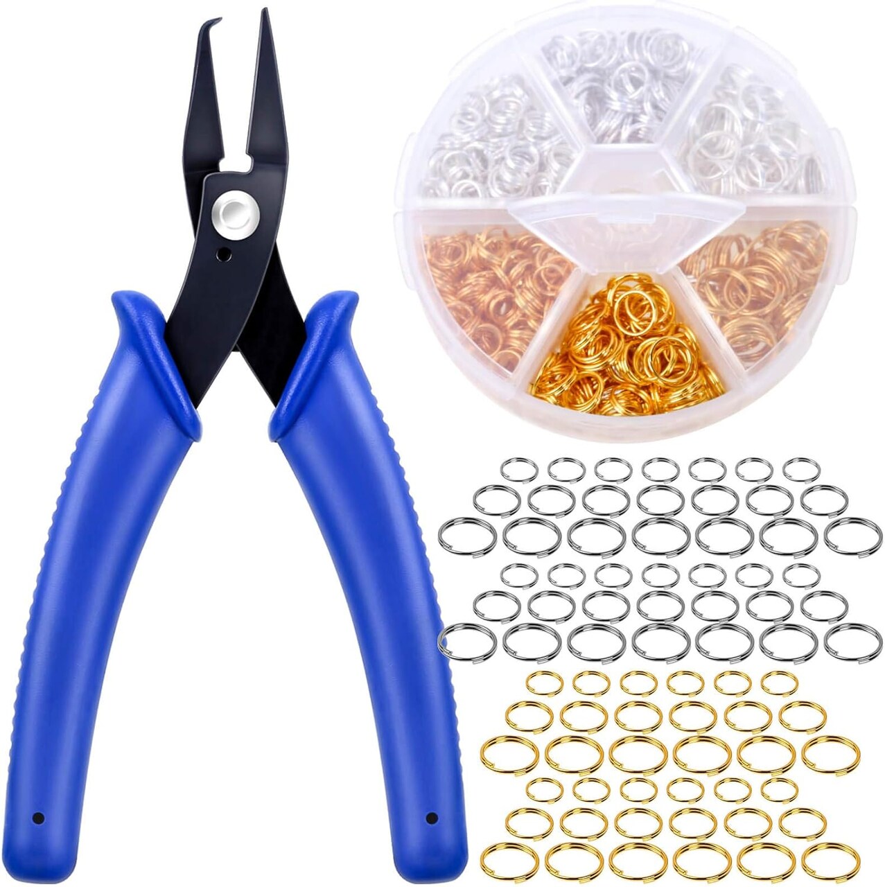 Split Rings for Jewelry Making, 700pcs Small Split Ring with Split Ring Pliers, Double Closed Jump Rings Craft Jump Loops Opener for Necklaces and Bracelets